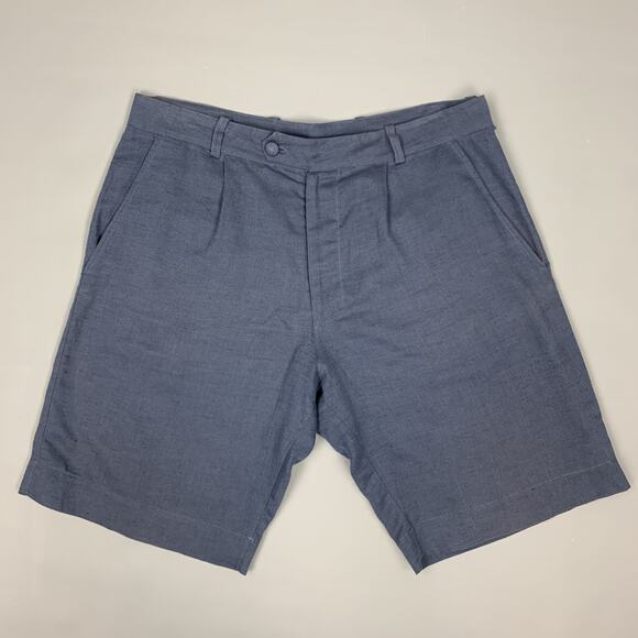 LA PERLA Size S Navy Sheer Linen / Cotton Pleated Zip Fly Shorts - Picture 1 of 1